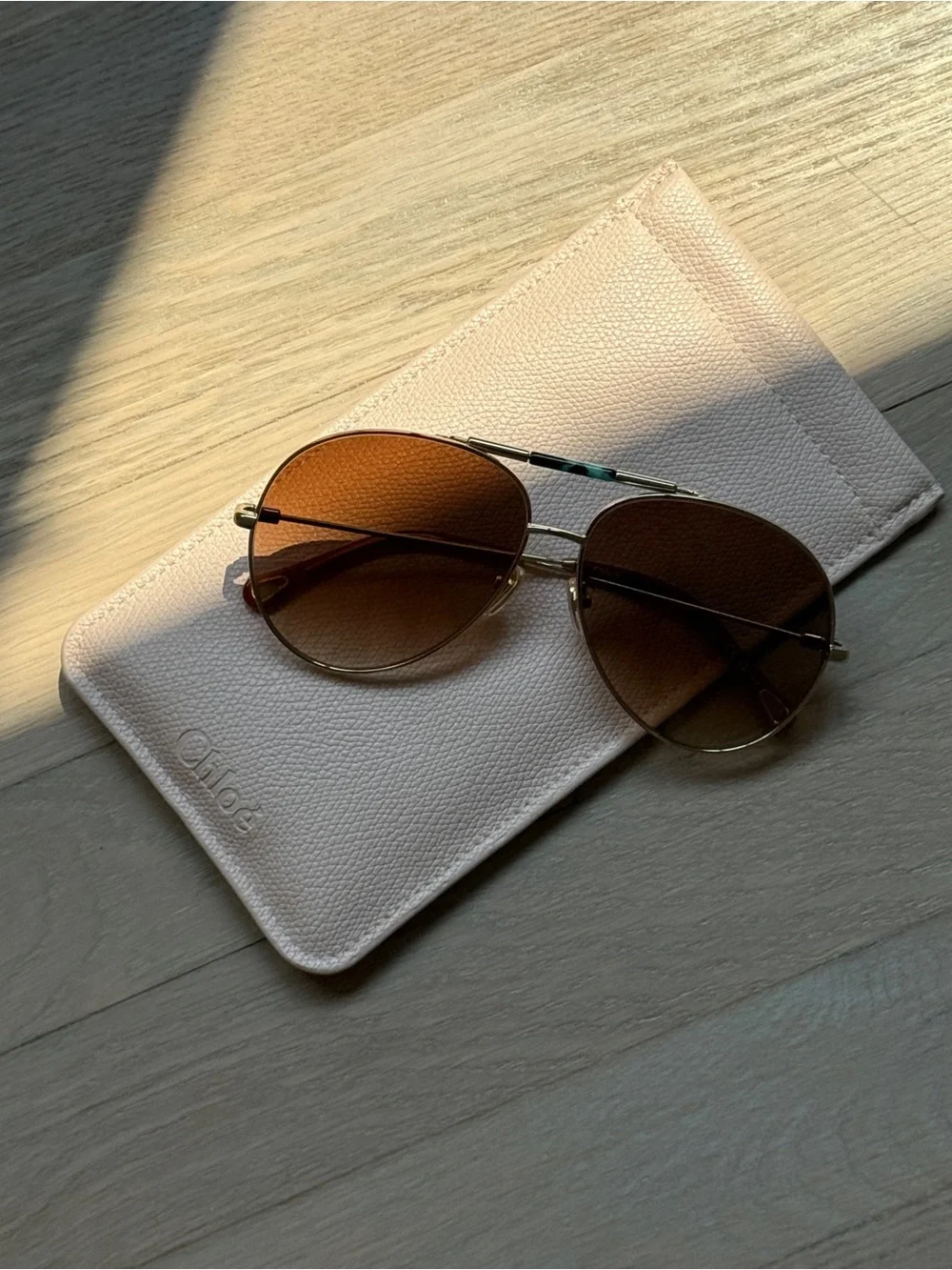 Chloe Oversized Aviator Gradient Brown Sunglasses